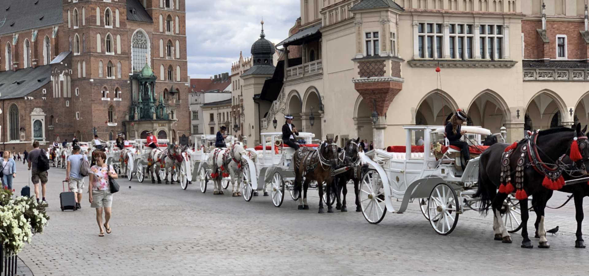 Dorożki na krakowskim rynku