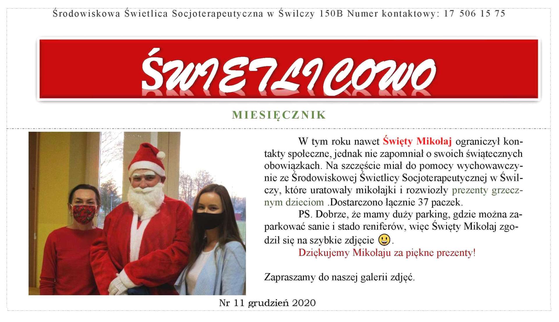 Miesięcznik "Świetlicowo" - nr 11 - grudzień 2020 r.